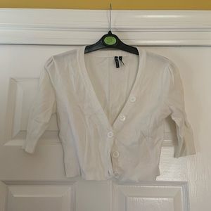 White Short Sleeves Cardigan
